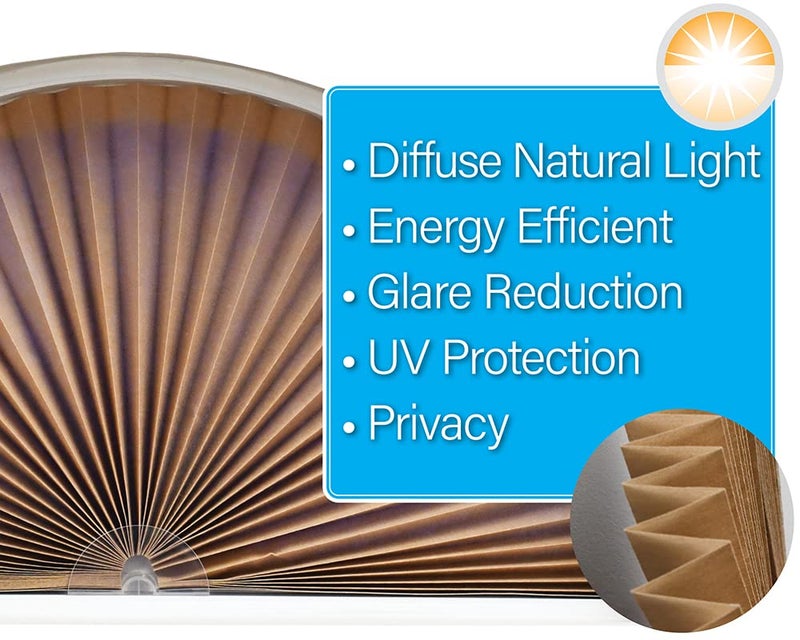 Redi Shade No Tools Original Arch Light Filtering Pleated Fabric Shade Natural, 72" W x 36" H - Image 5